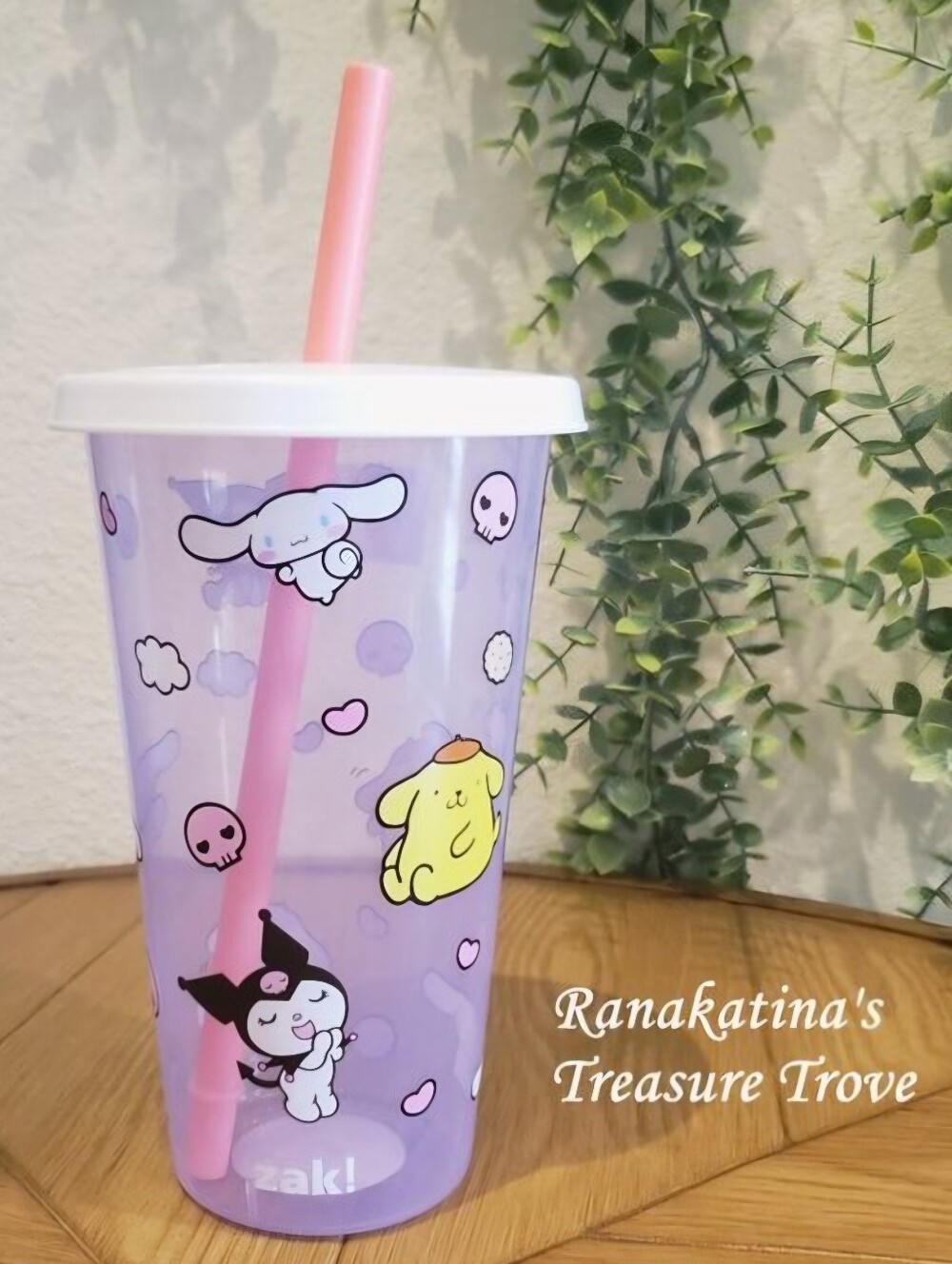 💜NEW! Sanrio Tumbler with Kuromi, Cinamoroll, Pompompurin- Purple/White, 25oz